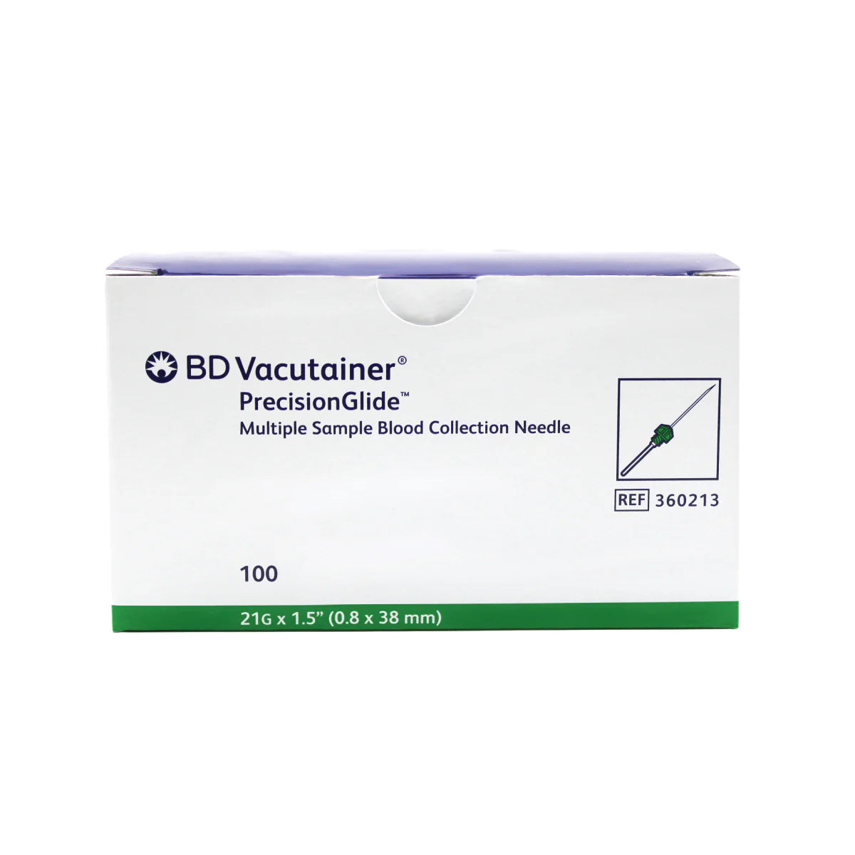 Aguja Vacutainer 21G PrecisionGlide Toma Múltiple 21G x 1.5" - BD - Caja de 100 Agujas