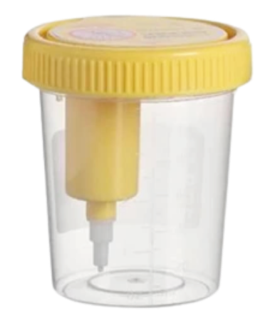 KABLA | Vaso de recolección de orina TransferTop con dispositivo de transferencia integrado,120ml estéril, envuelto individualmente - Caja con 300 piezas