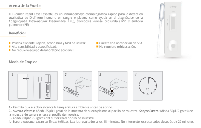 Prueba para Deteccion de Dimero D (DD) en cassette - Caja con 10 piezas - Certum