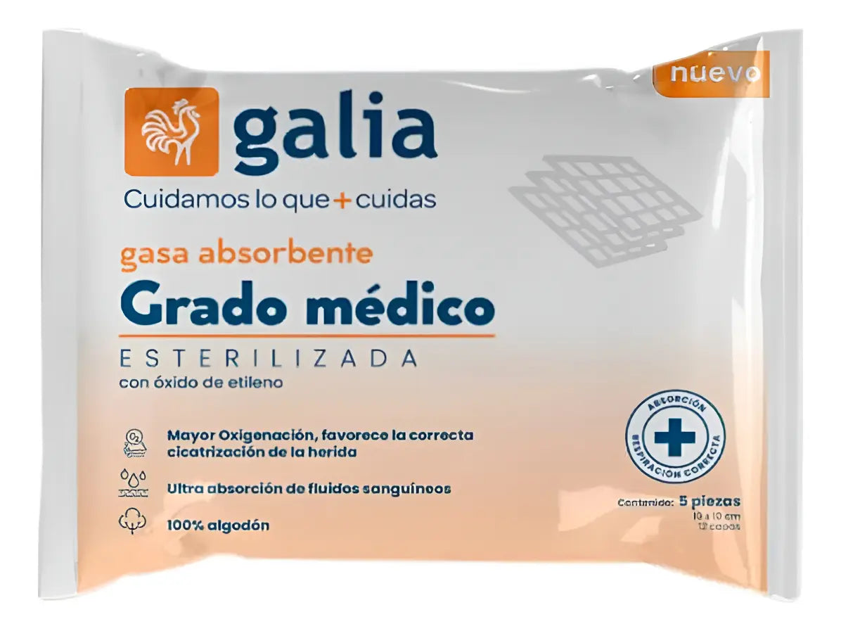 Gasa Absorbente Grado Medico 10x10 cm - Galia