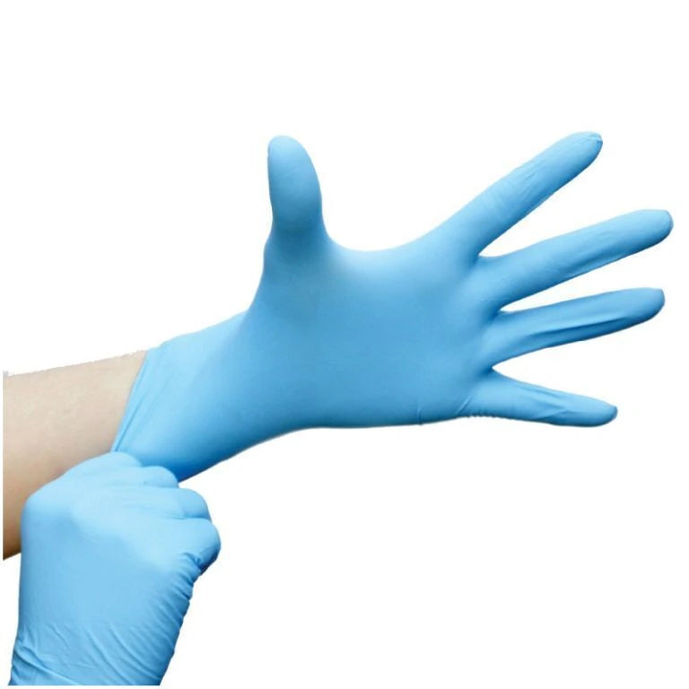 Guante de Nitrilo libre de polvo para examen, color azul - caja con 100 piezas - DL