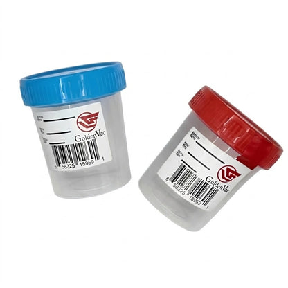 VASO RECOLECTOR DE MUESTRA ESTERIL  - Caja con 100 Vasos (ROJO|AZUL)