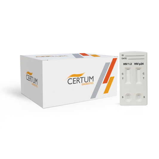 CERTUM | Prueba para detección de anticuerpos de VIH (1, 2) y antígeno (p24) de cuarta generación en cassette - Caja c/ 25 piezas