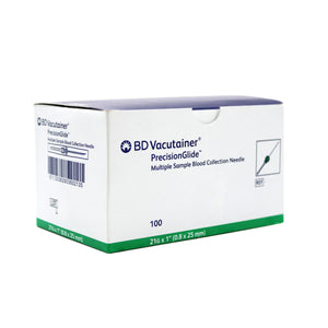BD | Aguja Vacutainer PrecisionGlide Toma Múltiple 21G x 1.5¨ - Caja con 100 Agujas