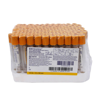 BD | Tubo AMARILLO al vacío con Gel y Activador de Coágulo 13×100 mm 6 ml - Gradilla con 100 Tubos