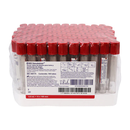 BD | Tubo ROJO al vacío con Activador de Coágulo 13×100 mm 6 ml - Gradilla con 100 Tubos