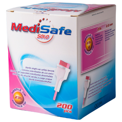 Lancetas Retráctiles MediSafe Solo 23 G - Caja con 200 piezas - Strefa