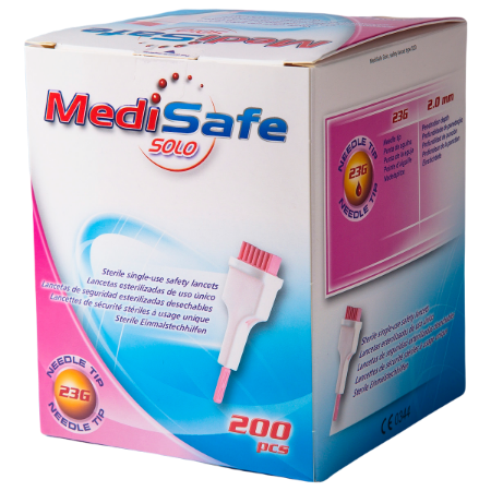 Lancetas Retráctiles MediSafe Solo 23 G - Caja con 200 piezas - Strefa