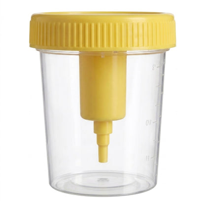 KABLA | Vaso de recolección de orina TransferTop con dispositivo de transferencia integrado,120ml estéril, envuelto individualmente - Caja con 300 piezas