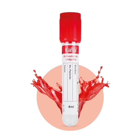 KABLA | Tubo rojo al vacío tipo vacutainer con activador de coágulo 13×100 mm 6 ml, plástico PET - Gradilla c/ 100 Tubos