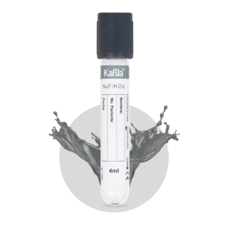 KABLA | Tubo gris al vacío tipo vacutainer con fluoruro de sodio / oxalato de potasio (inhibidor glucolítico) 13×75 mm 4 ml, plástico PET - Gradilla c/100 Tubos