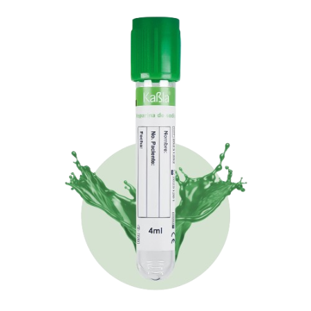 KABLA | Tubo verde al vacío tipo vacutainer con heparina de sodio, 13×75 mm 4 ml, plástico PET - Gradilla c/100 Tubos