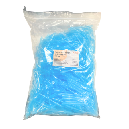 Puntas Azules Universales para Micropipeta de 1000 uL - Bolsa c/1000 pzas