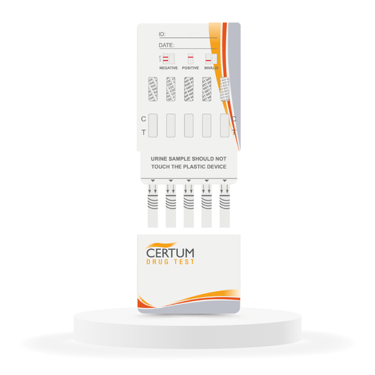 Panel multidrogas de 5 parametros (THC/COC/AMP/MET/OPI) Marca Certum PRUEBA RAPIDA CERTUM México