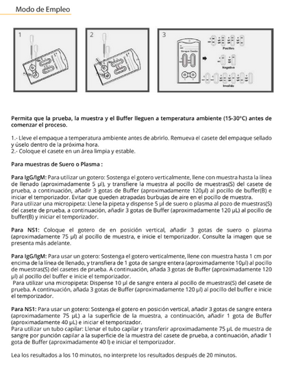 CERTUM | Prueba para detección de Antígeno (NS1) y Antícuerpos (IgG/IgM) de Dengue combo en cassette - Caja con 25 piezas