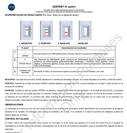 CERTEST | Prueba para detección de Helicobacter Pylori (H. Pylori) en cassette - Caja con 20 pruebas