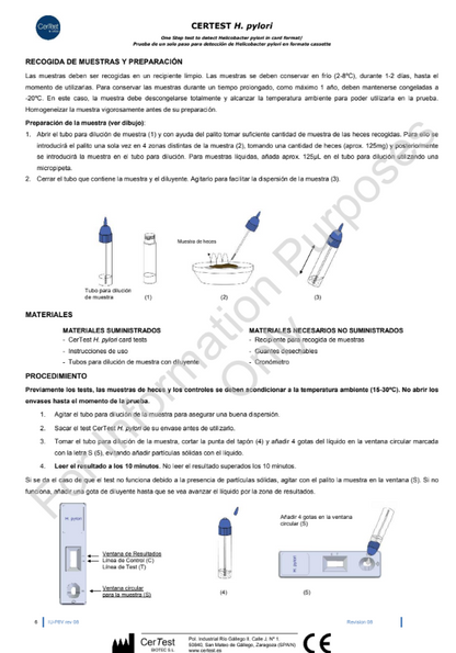 CERTEST | Prueba para detección de Helicobacter Pylori (H. Pylori) en cassette - Caja con 20 pruebas