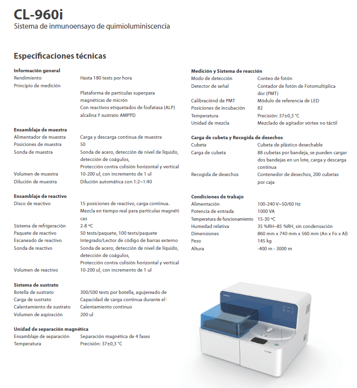 Analizador de inmunoensayo Mindray CL-960i