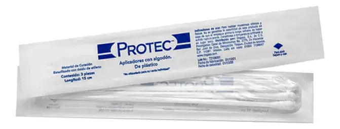 Aplicador estéril de algodón con mango de plástico c/300 Pzas - PROTEC