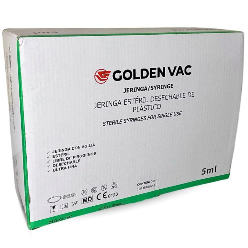 JERINGA VERDE 5 ml 21G X 32 mm - Caja con 100 Piezas