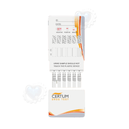 Panel multidrogas de 5 parametros (THC/COC/AMP/MET/OPI) Marca Certum