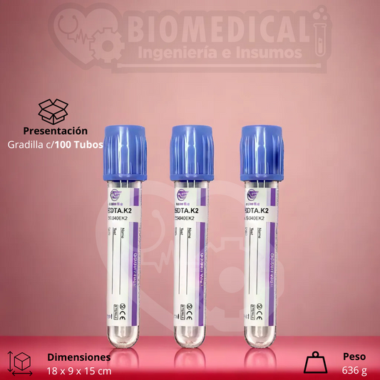GOLDEN VAC | Tubo LILA al vacío EDTA K2 13×75mm 4 ml