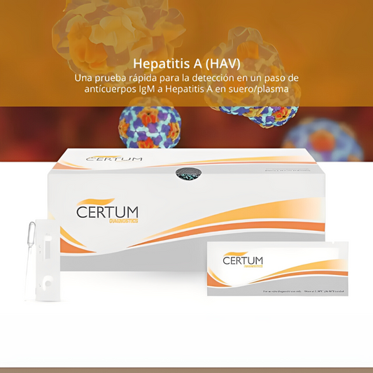 Prueba para detección de anticuerpos (IgM) de Hepatitis A en cassette - Caja con 25 piezas - Certum