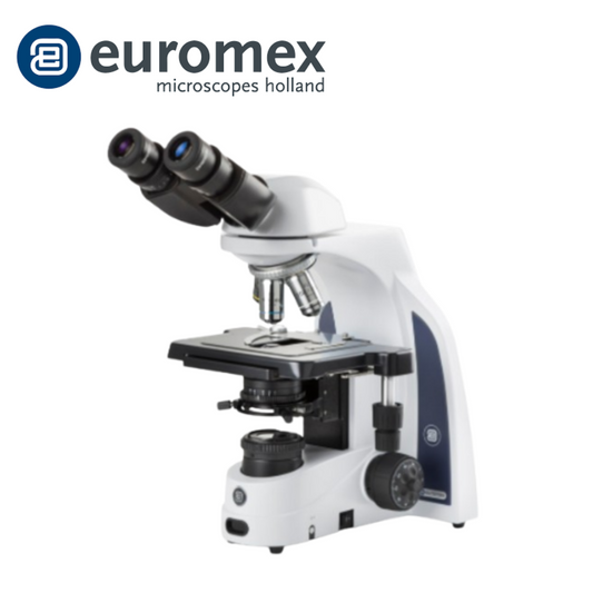 Microscopio binocular iScope (campo oscuro) con oculares EWF 10x/22 mm, objetivos plan PLi 4/10/S40/S100x oil IOS, platina sin bastidor e iluminación NeoLED™ Köhler de 3W - Euromex