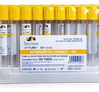 TECROM | Tubo AMARILLO al vacío con Gel y Activador de Coágulo 13×100 mm 5 ml - Gradilla con 100 Tubos