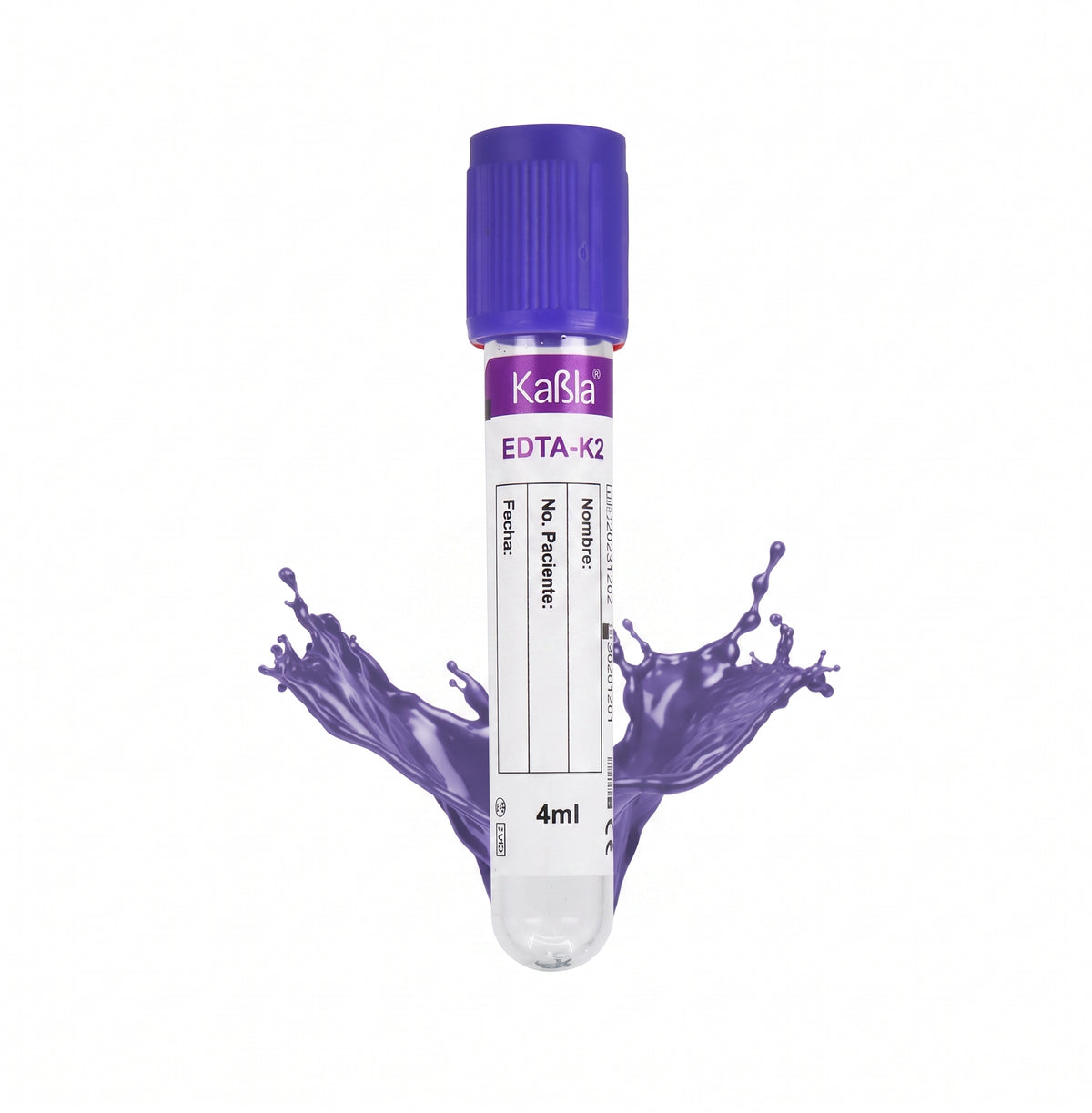 KABLA | Tubo lila al vacío tipo vacutainer EDTA K2 13×75mm 4 ml  - Gradilla con 100 Tubos