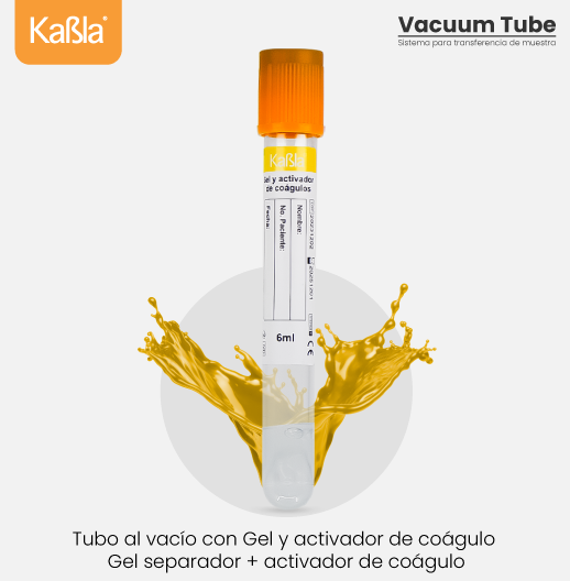 KABLA | Tubo oro al vacío tipo vacutainer con gel y activador de coágulo 13×75 mm 4 ml  - Gradilla con 100 Tubos