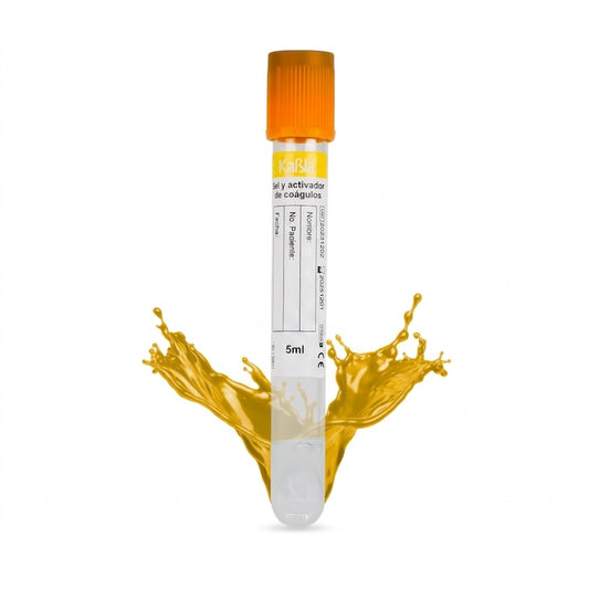 KABLA | Tubo oro al vacío tipo vacutainer con gel y activador de coágulo 13×100 mm 6 ml - Gradilla con 100 Tubos