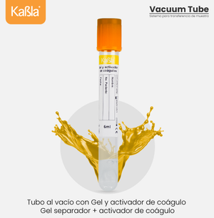 KABLA | Tubo oro al vacío tipo vacutainer con gel y activador de coágulo 13×100 mm 6 ml - Gradilla con 100 Tubos
